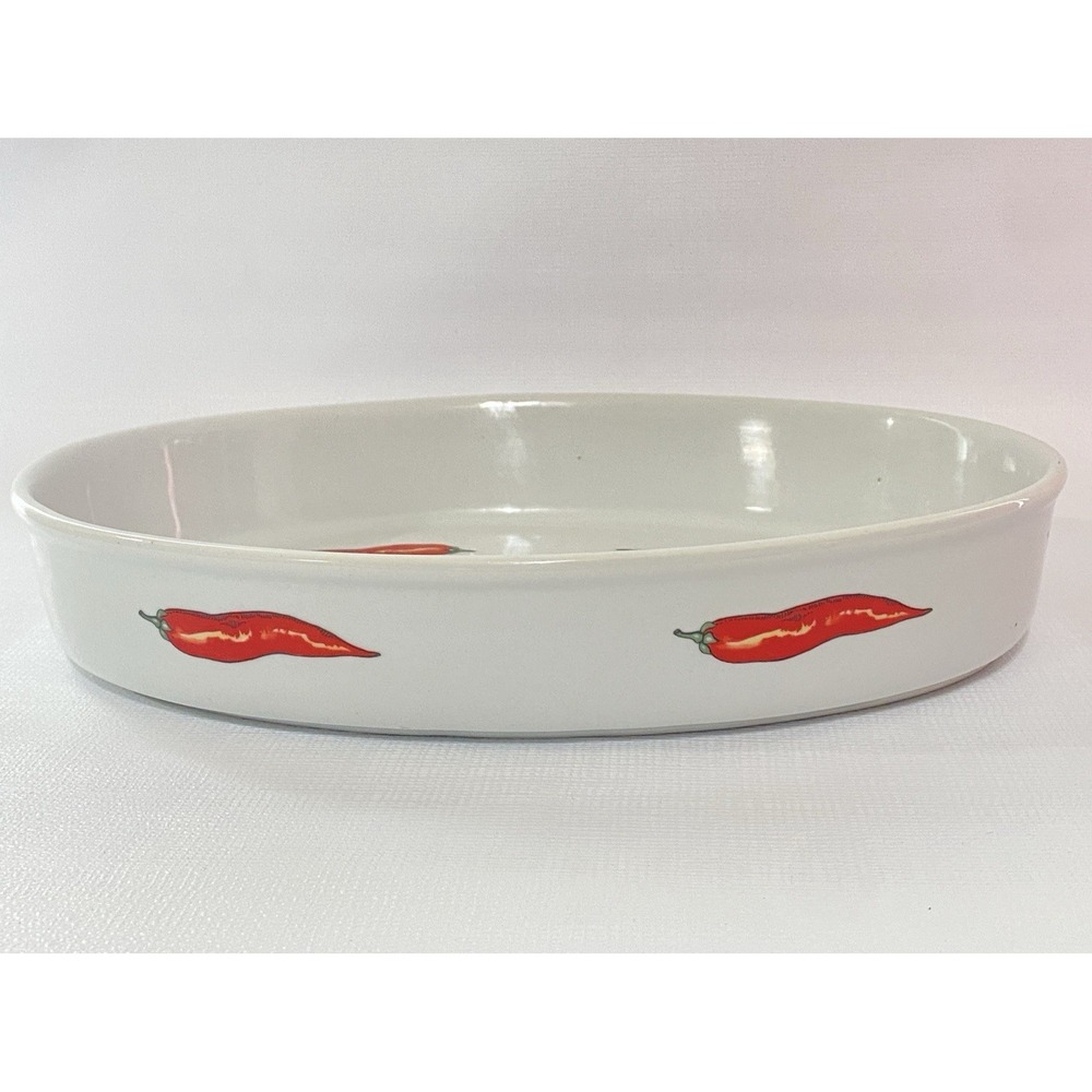VTG 1995 Cordon‎ Bleu Red Chili Pepper Stoneware Casserole Dish 13 Inch X 9 Inch